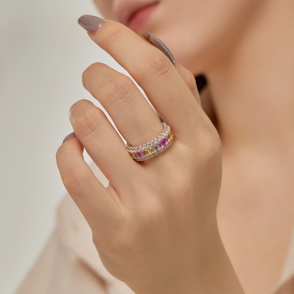 [Lumi Jewels]Dainty Colorful Radiant Cut Daily Ring