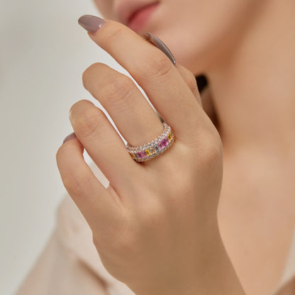 [Lumi Jewels]Dainty Colorful Radiant Cut Daily Ring
