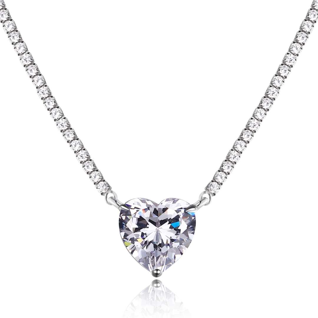 [Lumi Jewels]8.0 Carat Versatile Colorful Sweet Heart-Shaped Tennis Necklace