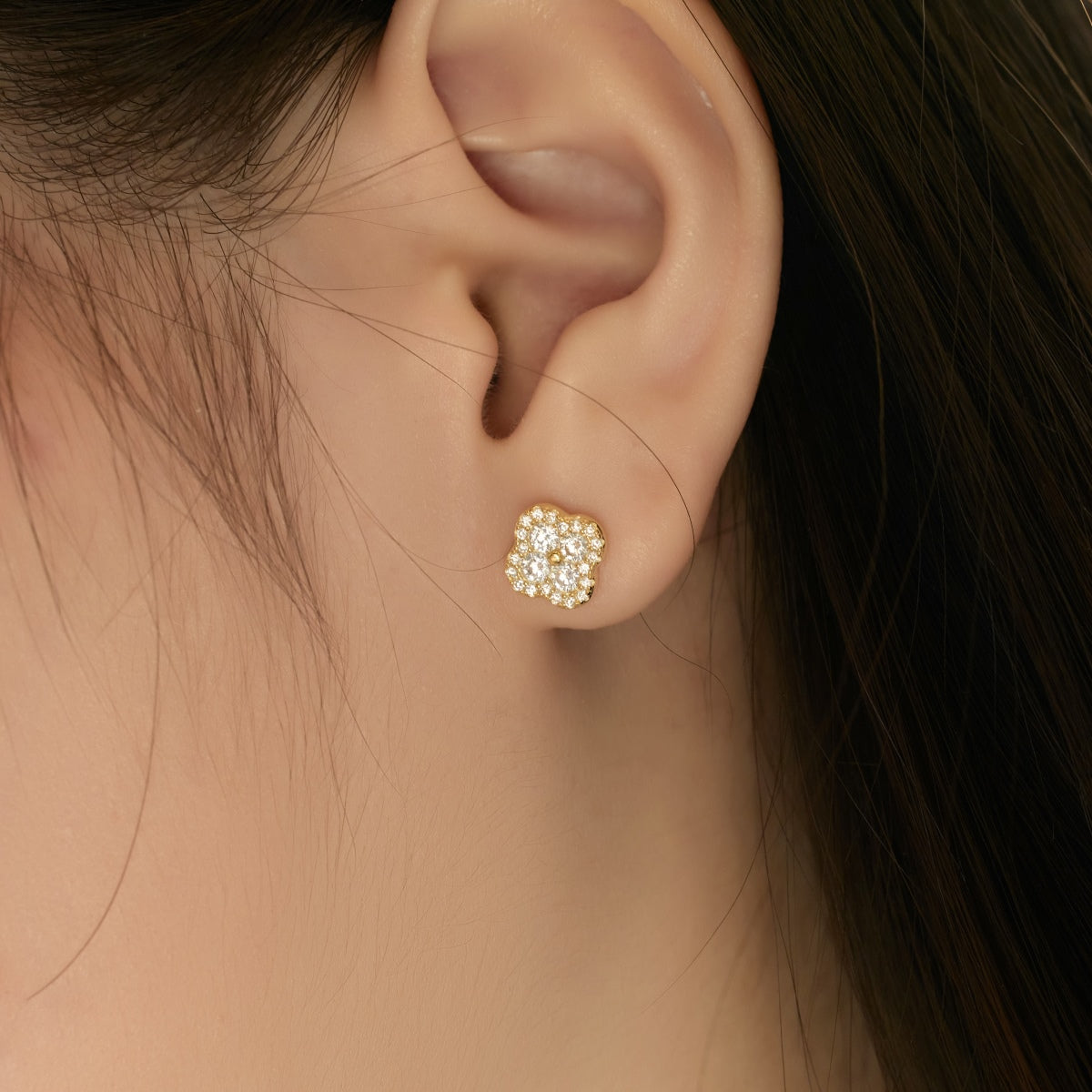 [Lumi Jewels]Four-Leaf Clover Flower Shaped Earrings