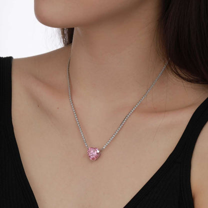 [Lumi Jewels]8.0 Carat Versatile Colorful Sweet Heart-Shaped Tennis Necklace