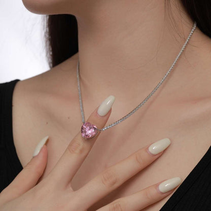 [Lumi Jewels]8.0 Carat Versatile Colorful Sweet Heart-Shaped Tennis Necklace