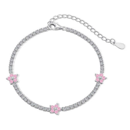 [Lumi Jewels]Sparkling Flower Shape Tennis Bracelet