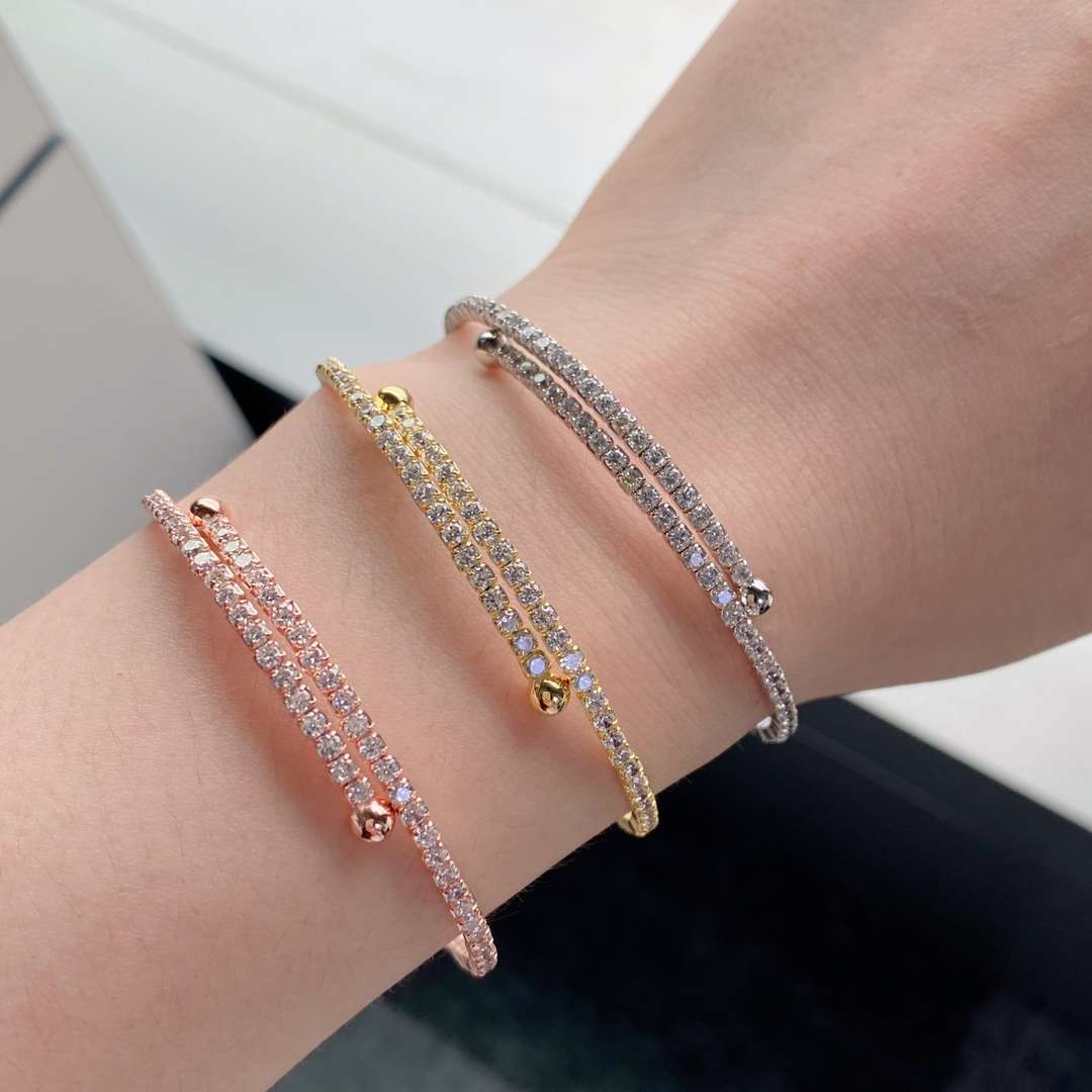 [Lumi Jewels]Row of Diamonds Round Fashion Bracelet