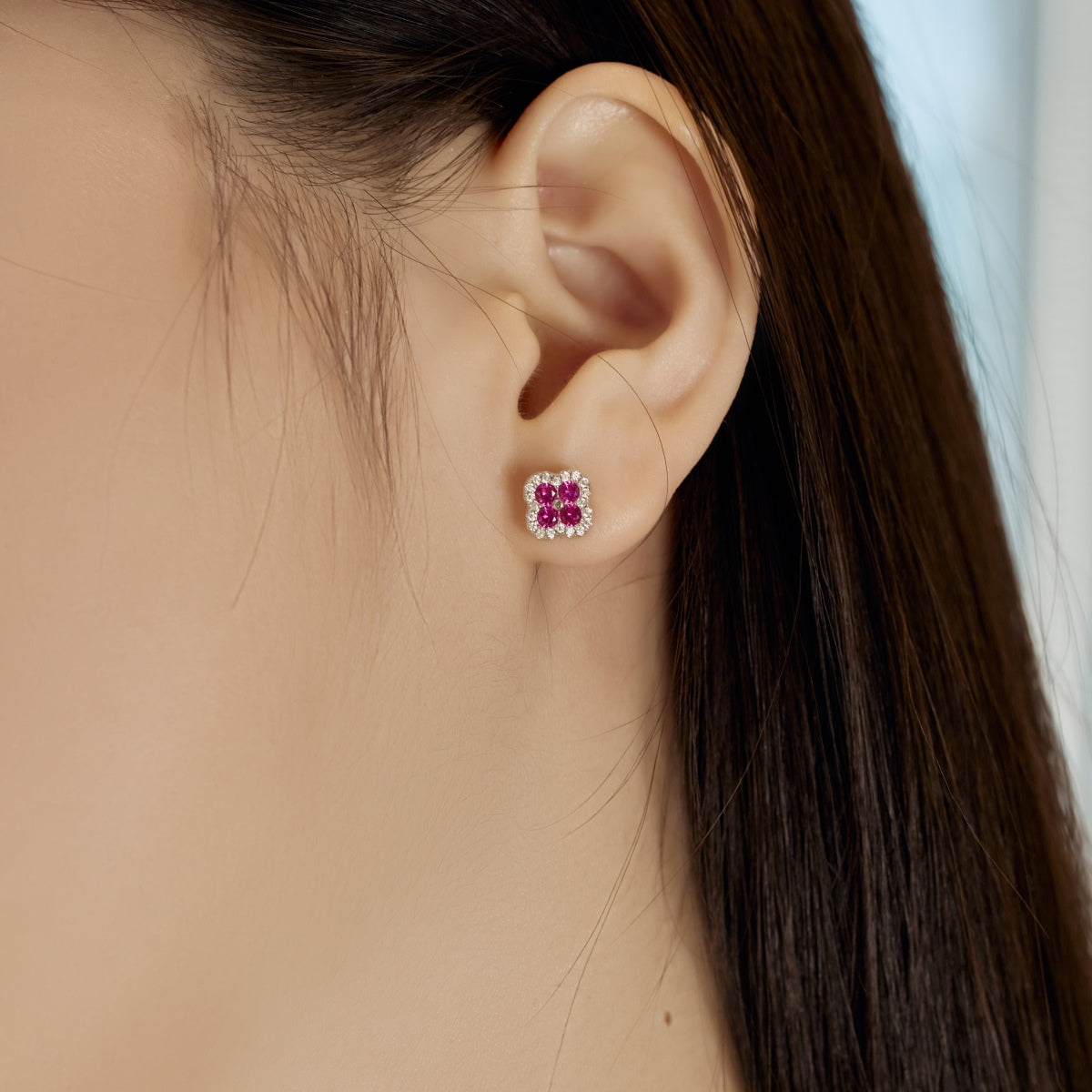 [Lumi Jewels]Four-Leaf Clover Flower Shaped Earrings