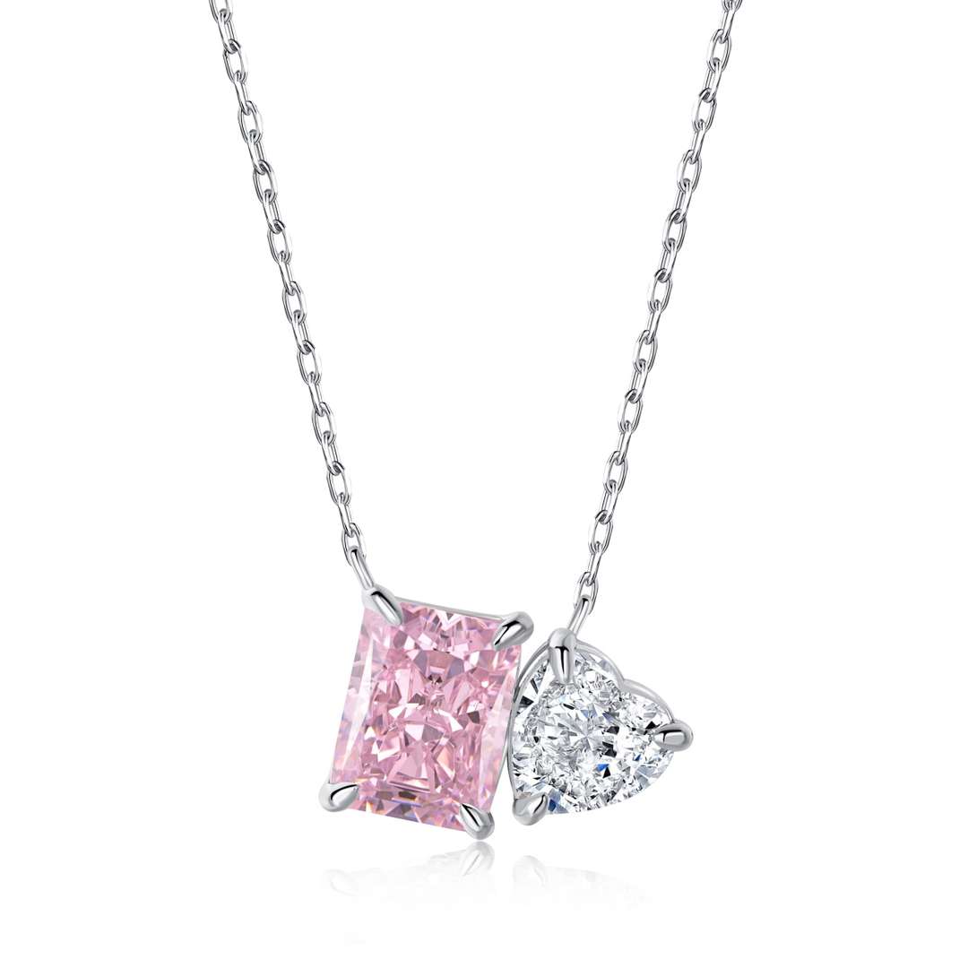 [Lumi Jewels]Dazzling Square & Heart Shape Necklace