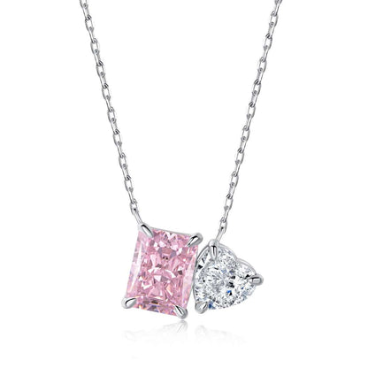 [Lumi Jewels]Dazzling Square & Heart Shape Necklace