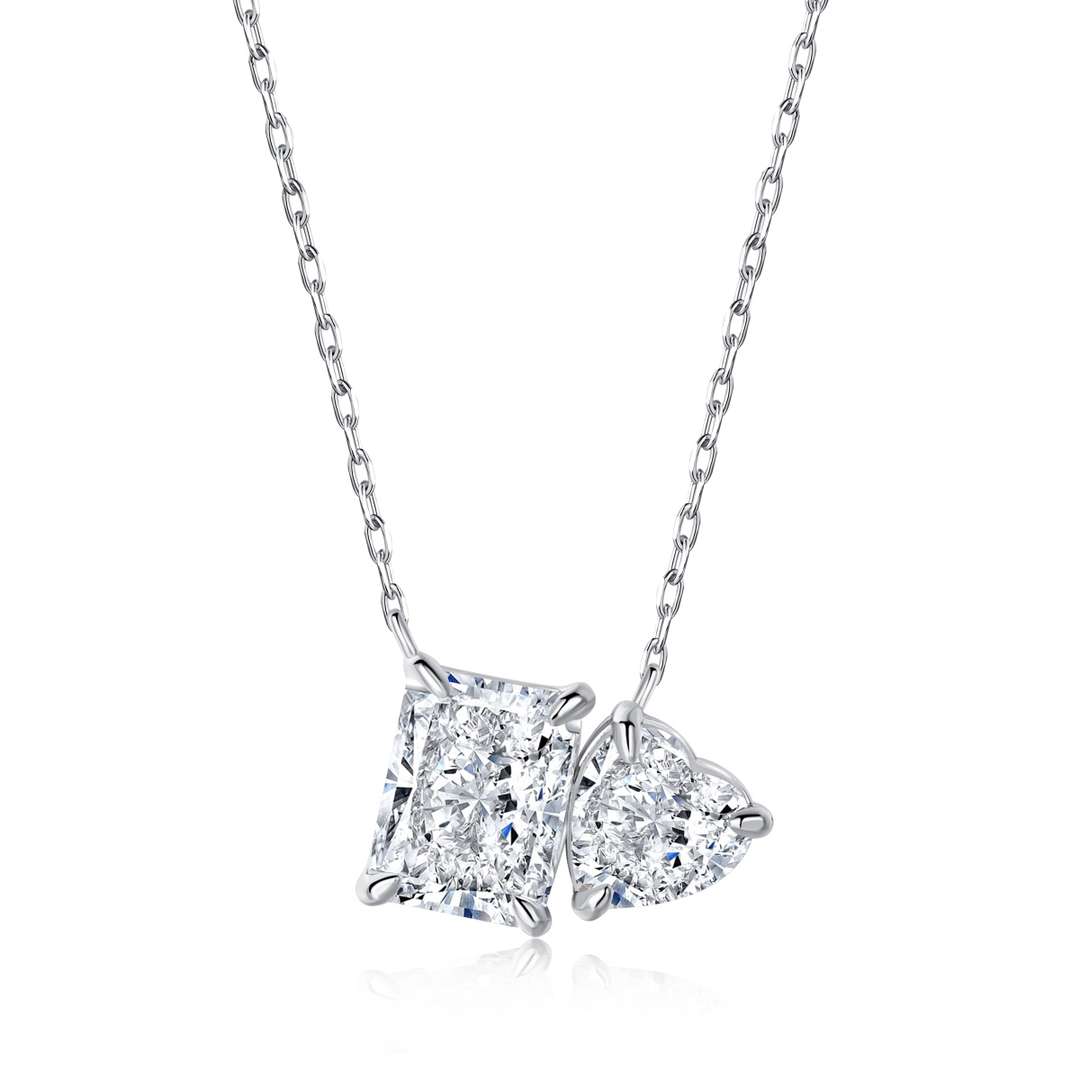 [Lumi Jewels]Dazzling Square & Heart Shape Necklace