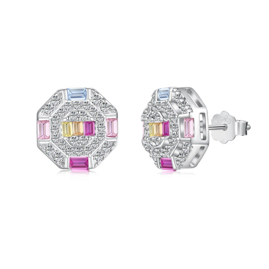 [Lumi Jewels]Ornate Colorful Octagon Shape Daily Earrings