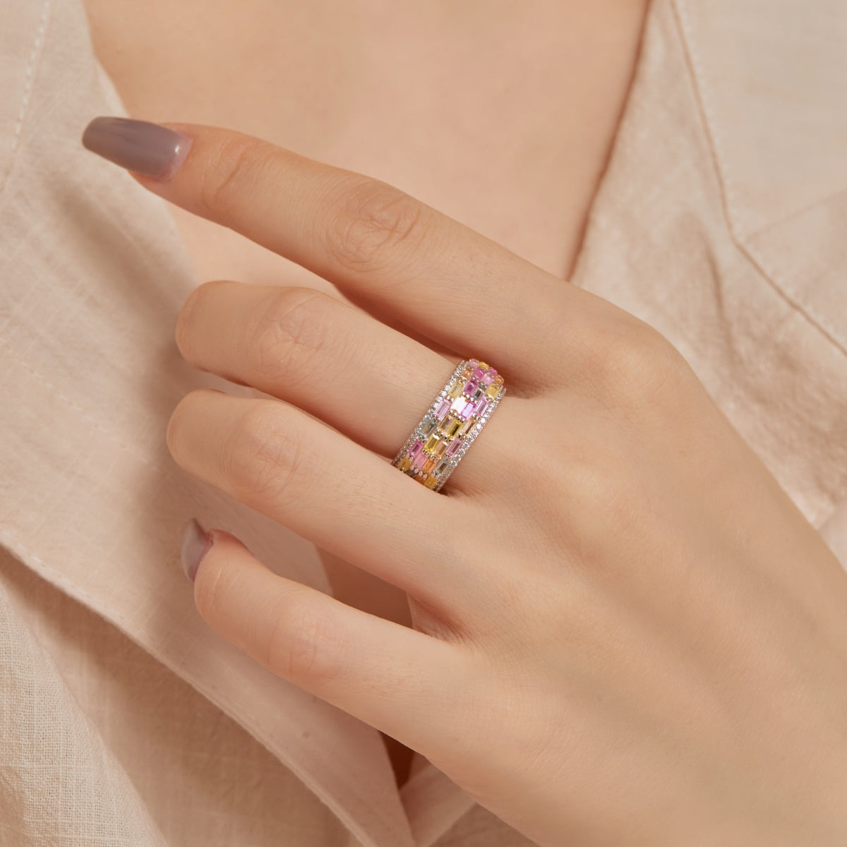 [Lumi Jewels]Radiant Colorful Radiant Cut Daily Ring
