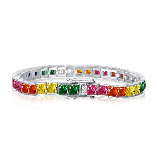 [Lumi Jewels]Radiant Colorful Princess Cut Tennis Bracelet
