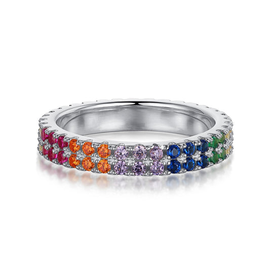 [Lumi Jewels]Unique Colorful Round Cut Tennis Ring