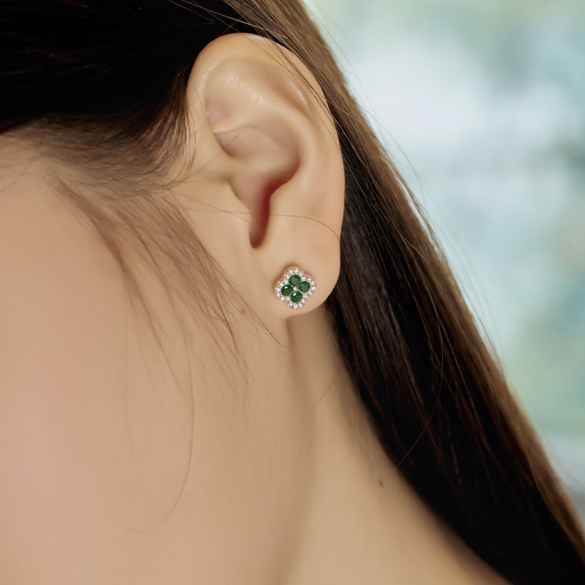 [Lumi Jewels]Four-Leaf Clover Flower Shaped Earrings
