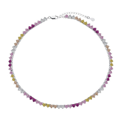[Lumi Jewels]Sparkling Colorful Full Heart Tennis Necklace