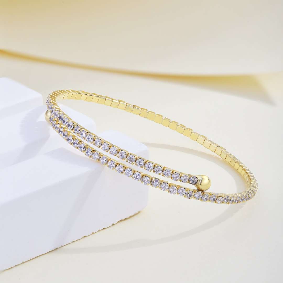 [Lumi Jewels]Row of Diamonds Round Fashion Bracelet