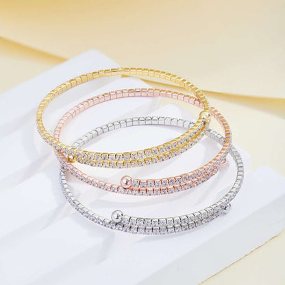 [Lumi Jewels]Row of Diamonds Round Fashion Bracelet