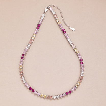 [Lumi Jewels]Sparkling Colorful Full Heart Tennis Necklace