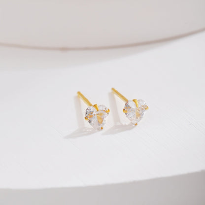 [Lumi Jewels]Sparkling Heart Shaped Simple Earrings