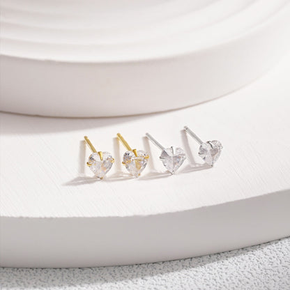 [Lumi Jewels]Sparkling Heart Shaped Simple Earrings