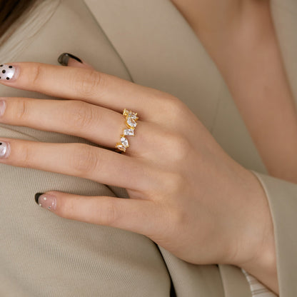 [Lumi Jewels]Delicate Multi Cut Ring