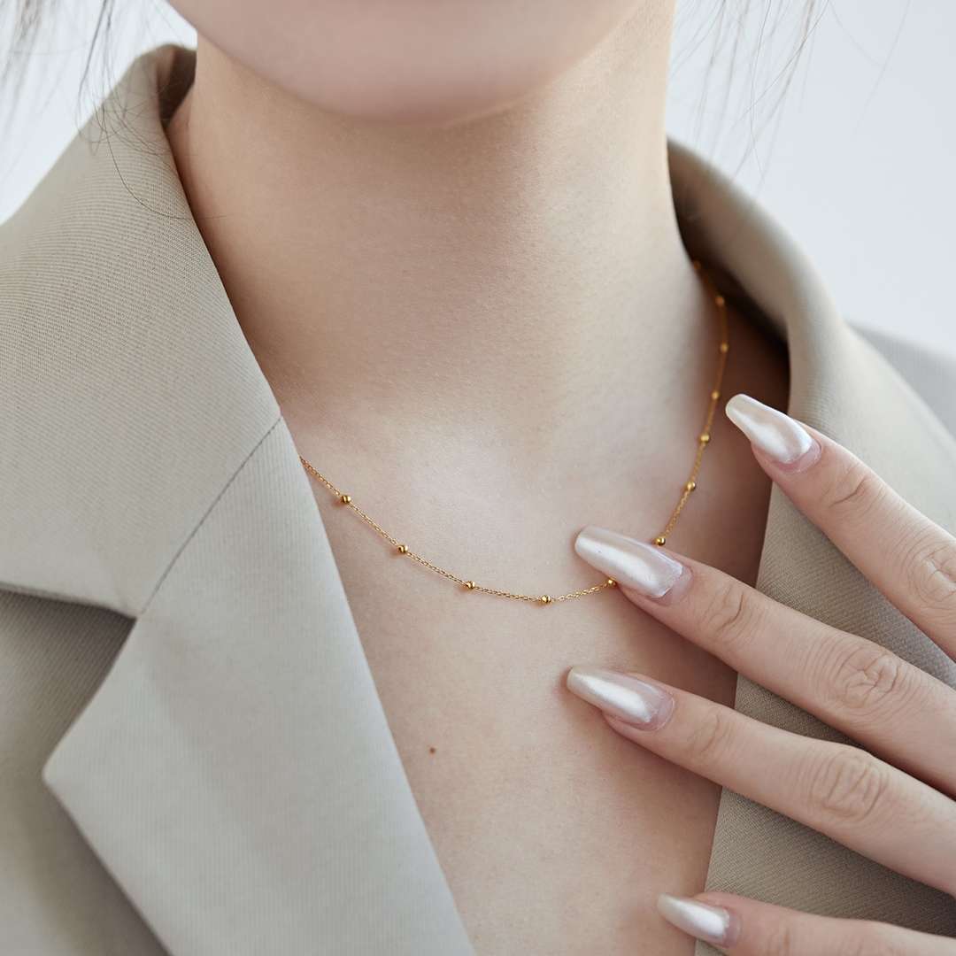 [Lumi Jewels]Small Bead Clavicle Chain Simple Necklace