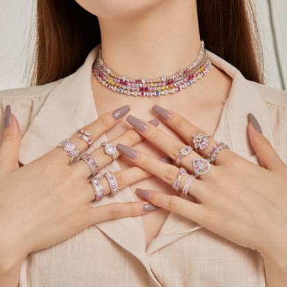 [Lumi Jewels]Sparkling Colorful Water Drop Shape Daily Ring