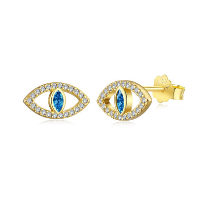 [Lumi Jewels]Blue Devil Eyes Hollow Stud Earrings