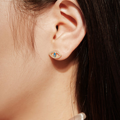 [Lumi Jewels]Blue Devil Eyes Hollow Stud Earrings