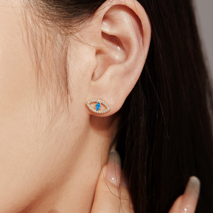 [Lumi Jewels]Blue Devil Eyes Hollow Stud Earrings