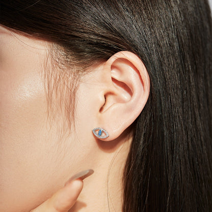 [Lumi Jewels]Blue Devil Eyes Hollow Stud Earrings