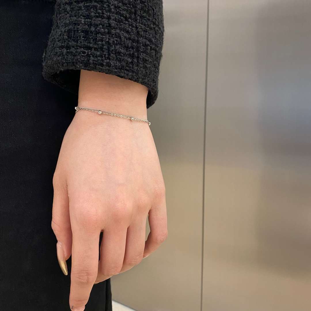 [Lumi Jewels]Delicate Bead Double Layer Bracelet