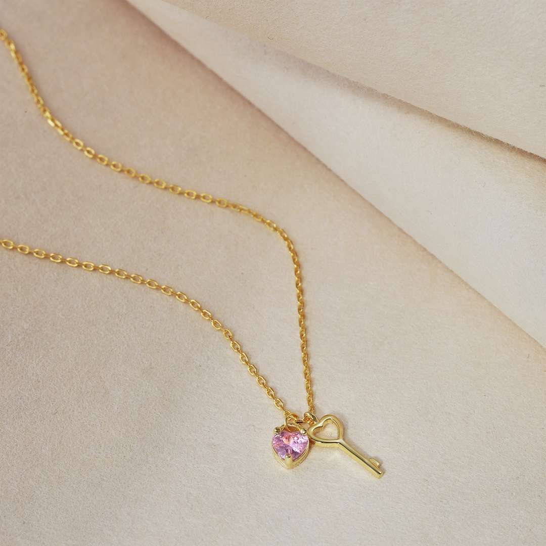[Lumi Jewels]Unique Heart Shape Key Pendent Necklace