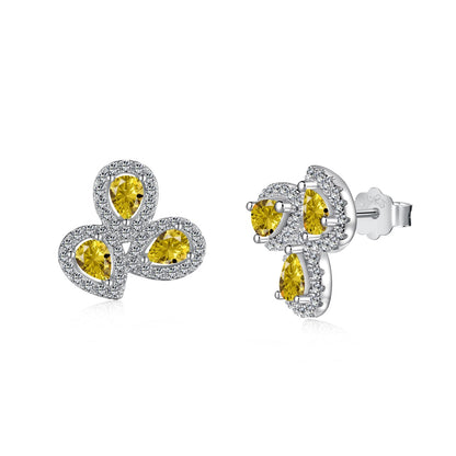 [Lumi Jewels]Ornate Flower Shape Pear Cut Lover Earrings