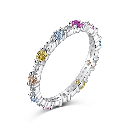 [Lumi Jewels]Sparkling Colorful Round Cut Tennis Ring