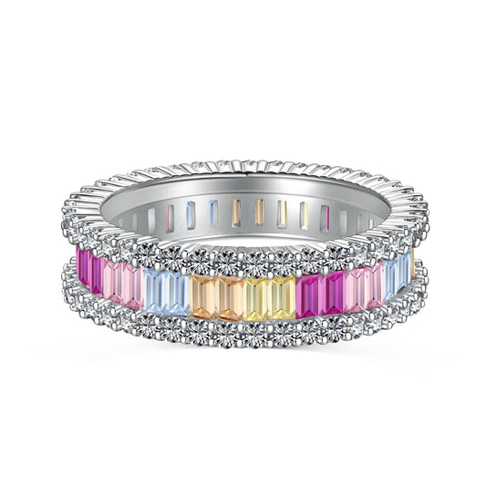 [Lumi Jewels]Dainty Kaleidoscopic Emerald Cut Daily Ring