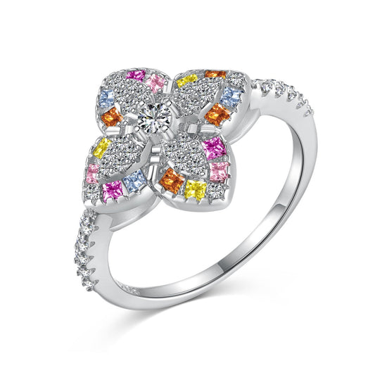 [Lumi Jewels]Luxurious Colorful Flower Shape Banquet Ring