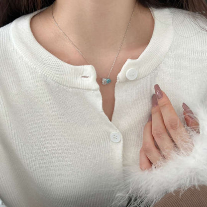 [Lumi Jewels]Dazzling Square & Heart Shape Necklace