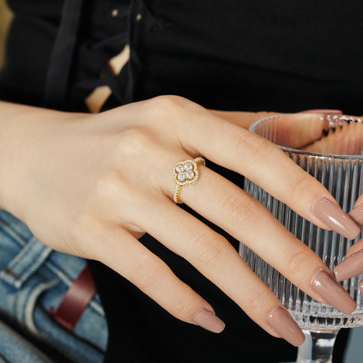 [Lumi Jewels]Four Leaf Clover Flower Design Ring