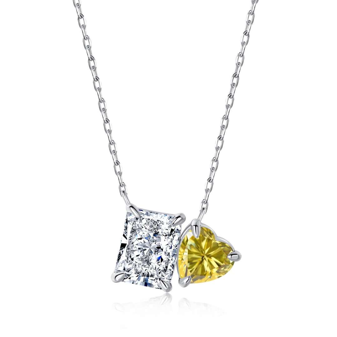 [Lumi Jewels]Dazzling Square & Heart Shape Necklace