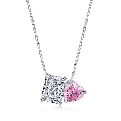 [Lumi Jewels]Dazzling Square & Heart Shape Necklace