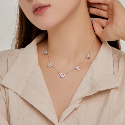 [Lumi Jewels]Sparkling Five Heart Necklace