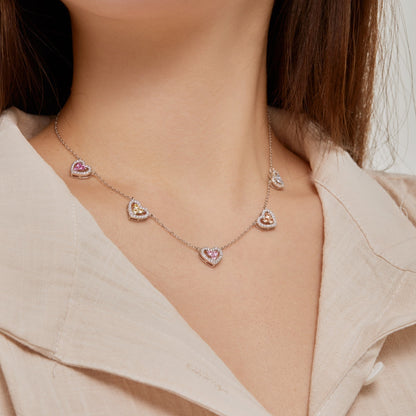 [Lumi Jewels]Sparkling Five Heart Necklace