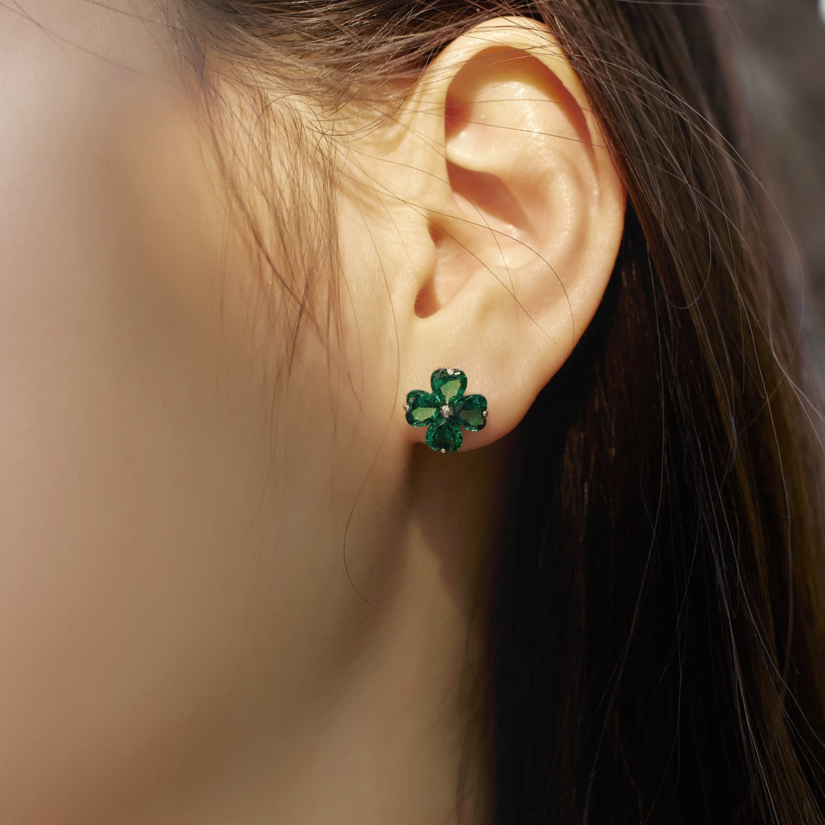 [Lumi Jewels]Four-Leaf Clover Ball Earrings