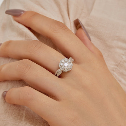 [Lumi Jewels]Delicate Colorful Round Cut Flower Shape Wedding Ring