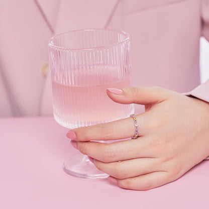 [Lumi Jewels]Sparkling Colorful Round Cut Tennis Ring