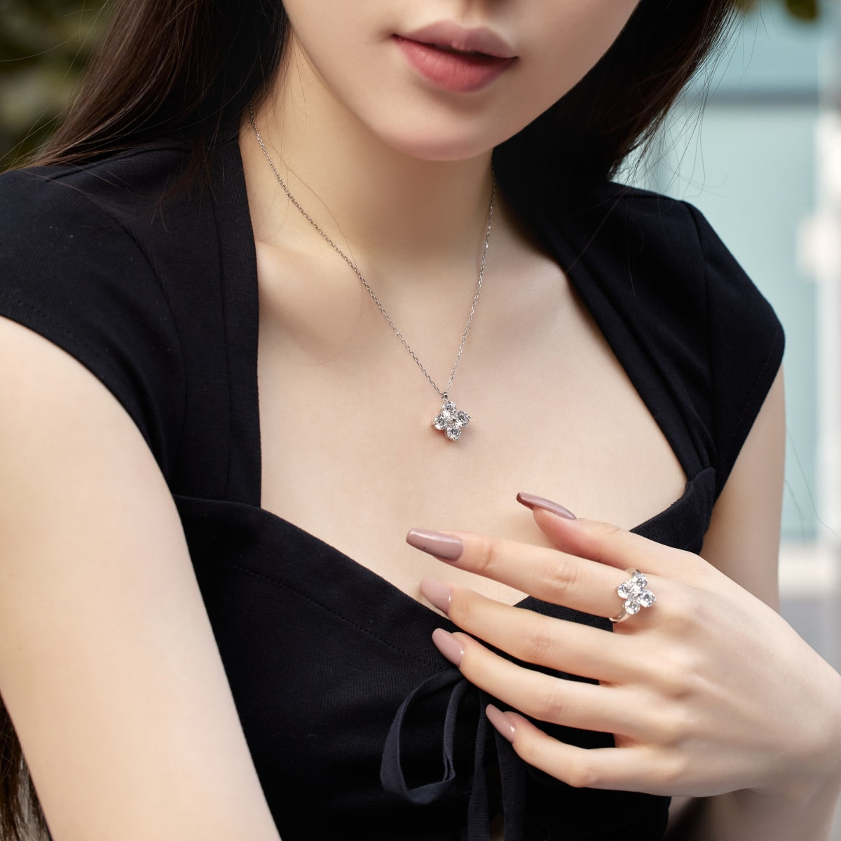 [Lumi Jewels]Four-Leaf Clover And Eight-Pointed Star Necklace