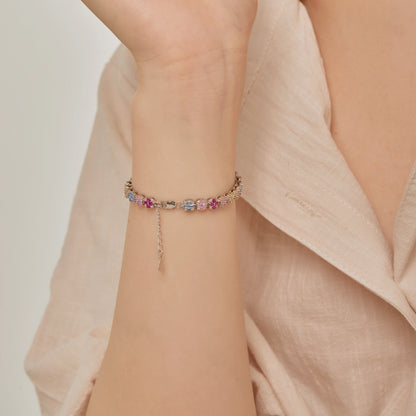 [Lumi Jewels]Delicate Colorful Emerald Cut Daily Bracelet