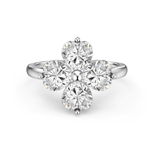 [Lumi Jewels]Heart-shaped Four-Leaf Clover Ball Ring