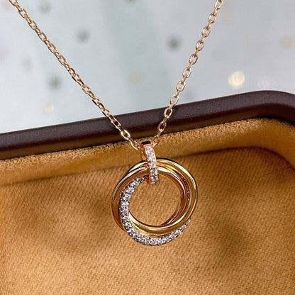 [Lumi Jewels]TRINITY NECKLACE SILVER GOLD PINK GOLD DIAMONDS
