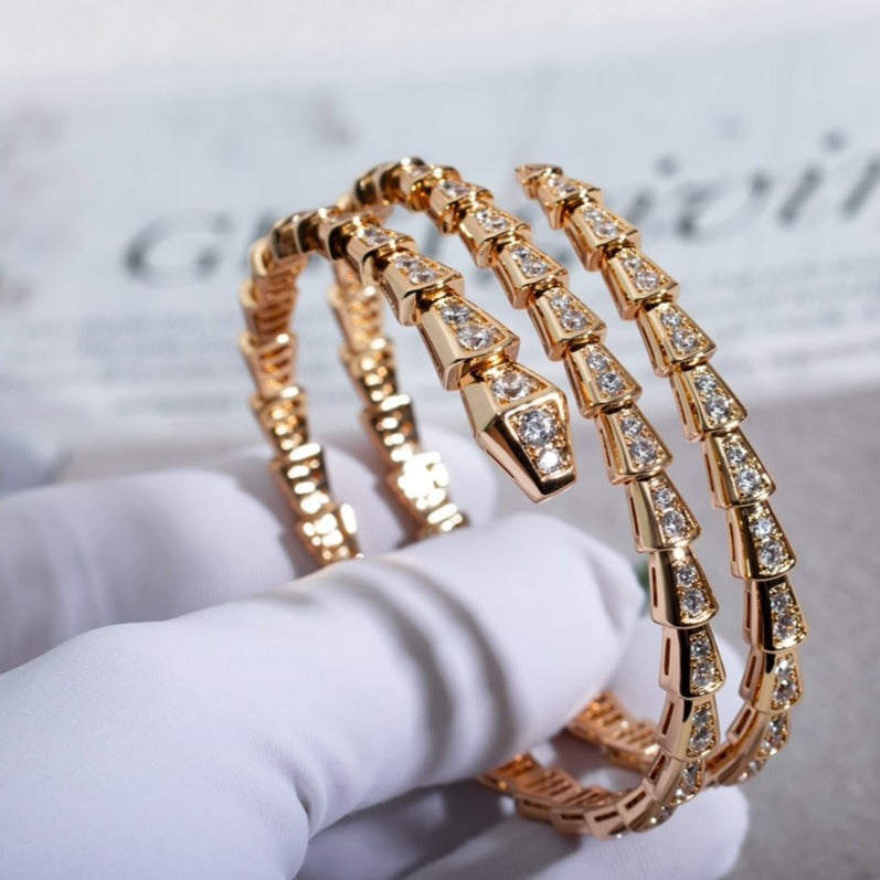 [Lumi Jewels]SERPENTI BRACELET PINK GOLD DIAMOND DOUBLE ROW